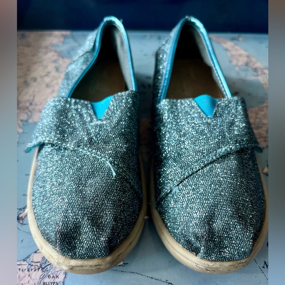 TOMS Kids !!Sparkly Blue!! Classic Alpargata Shoes Sz T11